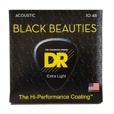 Струни для гітари DR Strings BLACK BEAUTIES Acoustic - Extra Light (10-48)