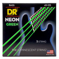 Струни для гітари DR Strings NEON Green Bass - Medium - 5 String (45-125)