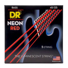 Струни для гітари DR Strings NEON Red Bass - Medium 5 String (45-125)