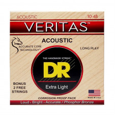 Струни для гітари DR Strings VERITAS Coated Core Acoustic Guitar Strings - Extra Light (10-48)