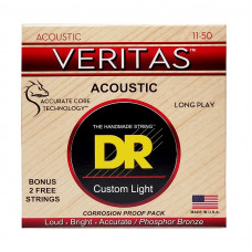 Струни для гітари DR Strings VERITAS Coated Core Acoustic Guitar Strings - Custom Light (11-50)