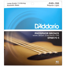 Струни для гітари D'ADDARIO EPBB170-5 ACOUSTIC BASS PHOSPHOR BRONZE LIGHT 5-STRING (45-130)