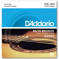 Струни для гітари D'ADDARIO EZ940 85/15 BRONZE LIGHT 12-STRINGS (10-50)