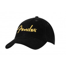 FENDER GOLD SPAGHETTI LOGO CORDUROY BASEBALL HAT BLACK Кепка